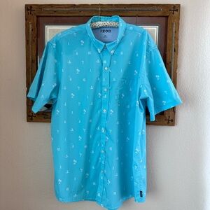 Izod Men's Light Blue Casual Button Down Shirt